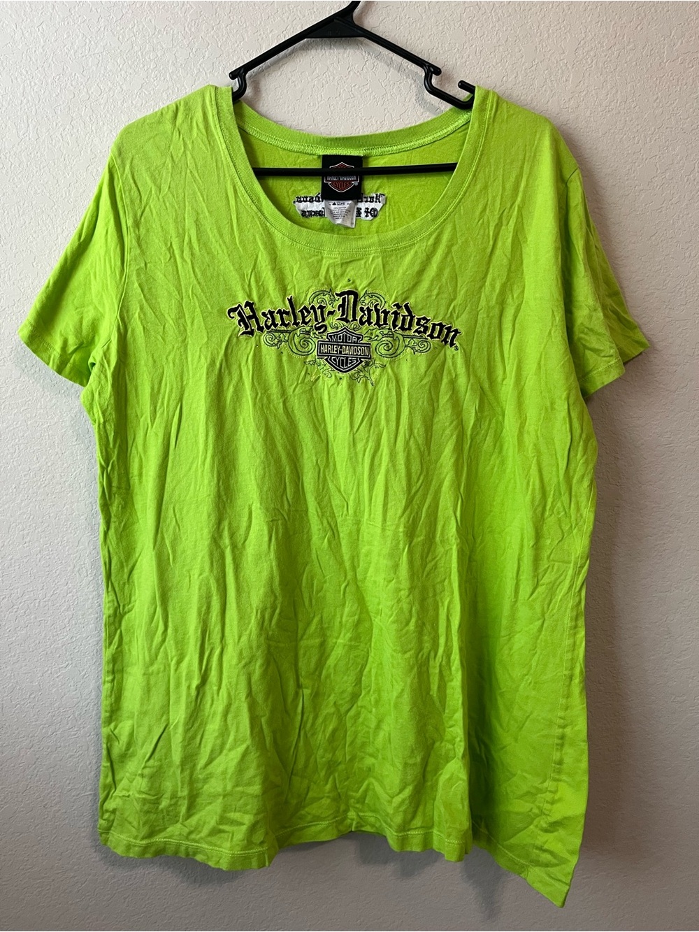 Harley-Davidson Women's Neon Green Logo Short Sleeve Tee